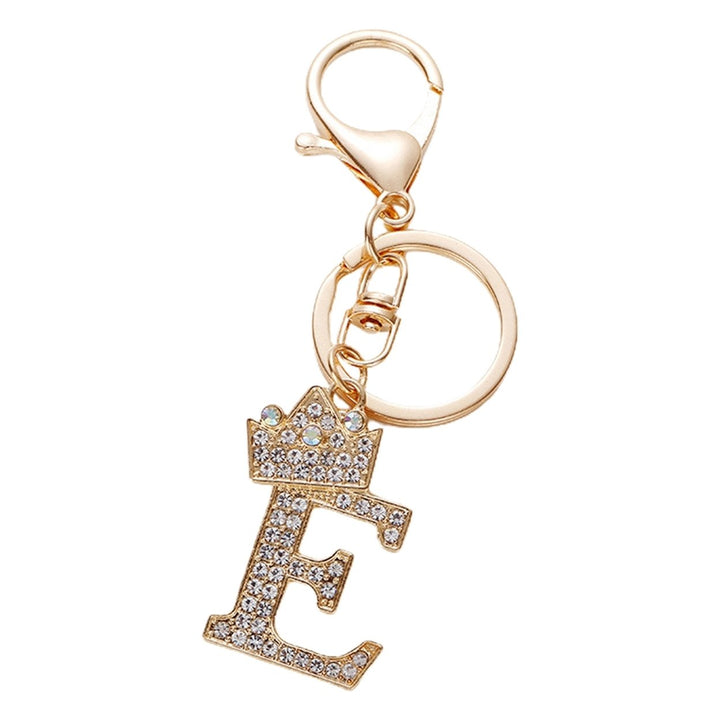 Key Chain Luxury Rhinestone Crown Initials Car Keychain A-G Golden 7-Letter Keyring Women Bag Ornament Accessory Image 1