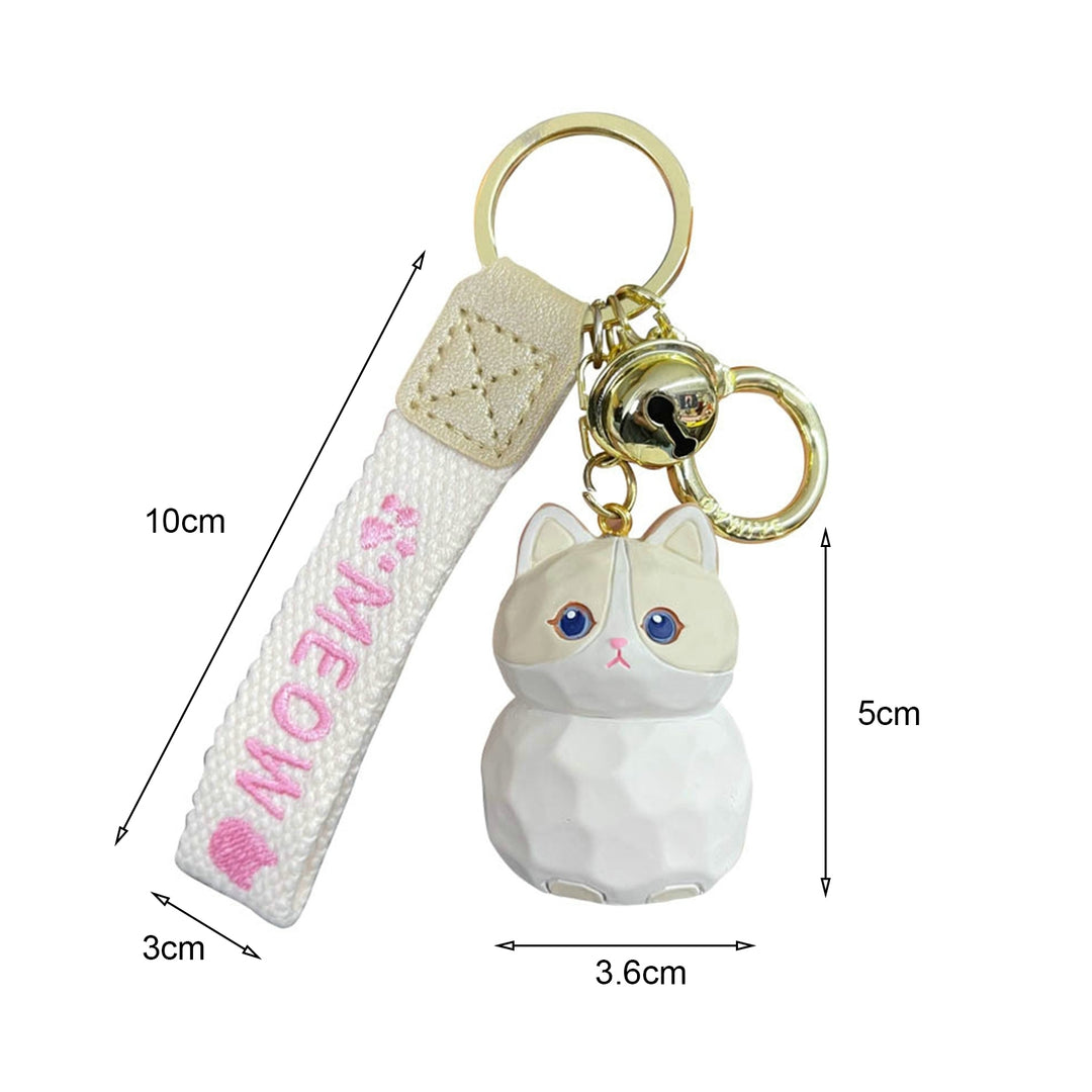 Cute Resin Cat Keychain with Bell 3D Doll Letter Strap Women Girls Gift Cartoon Animal Kitten Car Key Ring Pendant Image 11