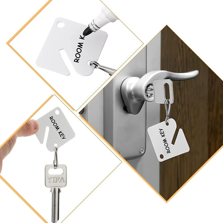 60Pcs Key Chain Tags White Writable Keys Classification Organizer Label Key Ring Holder Home Office Key Cabinet Supplies Image 11