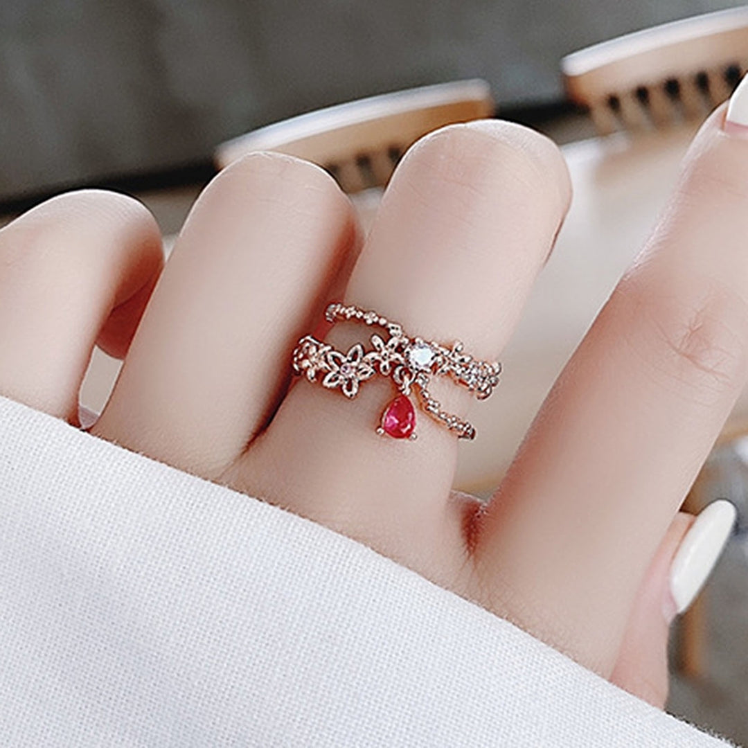 Opening Adjustable Bright Luster Girls Ring Luxury Cubic Zirconia Flower Ring Jewelry Accessories Image 12