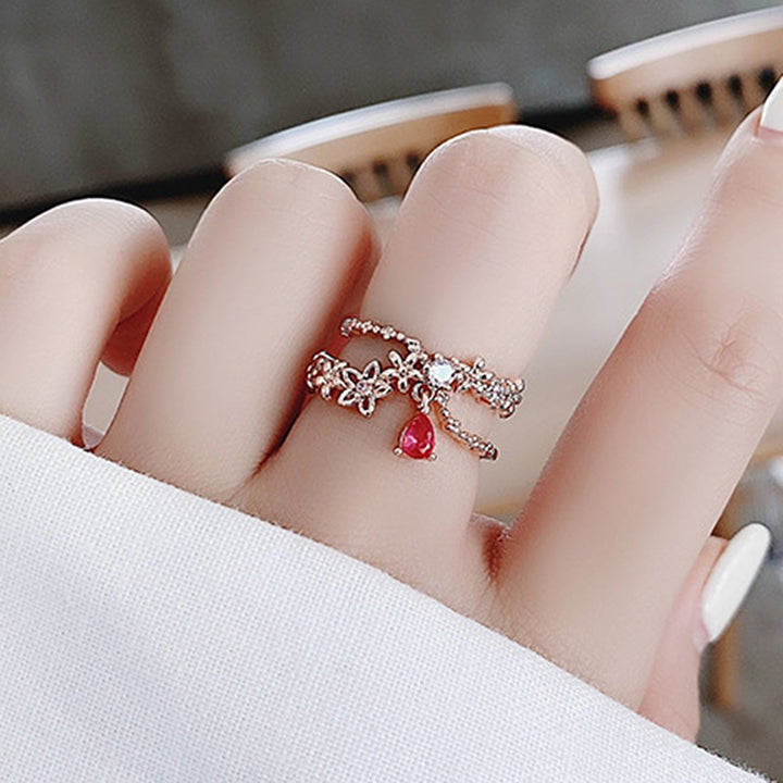 Opening Adjustable Bright Luster Girls Ring Luxury Cubic Zirconia Flower Ring Jewelry Accessories Image 12