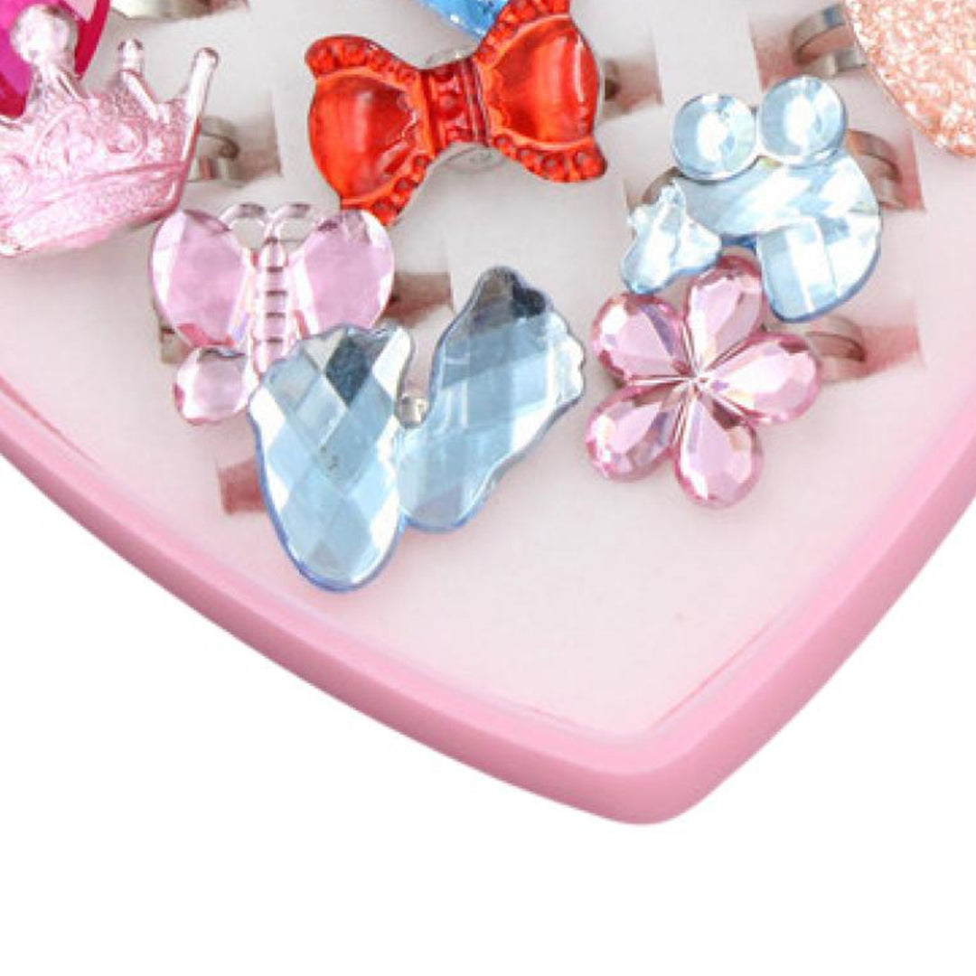 1 Set Girls Rings Glittery Anti-allergy Decorative Children Toy Cartoon Love Heart Fashion Kids Rings for Daily Wear Image 11
