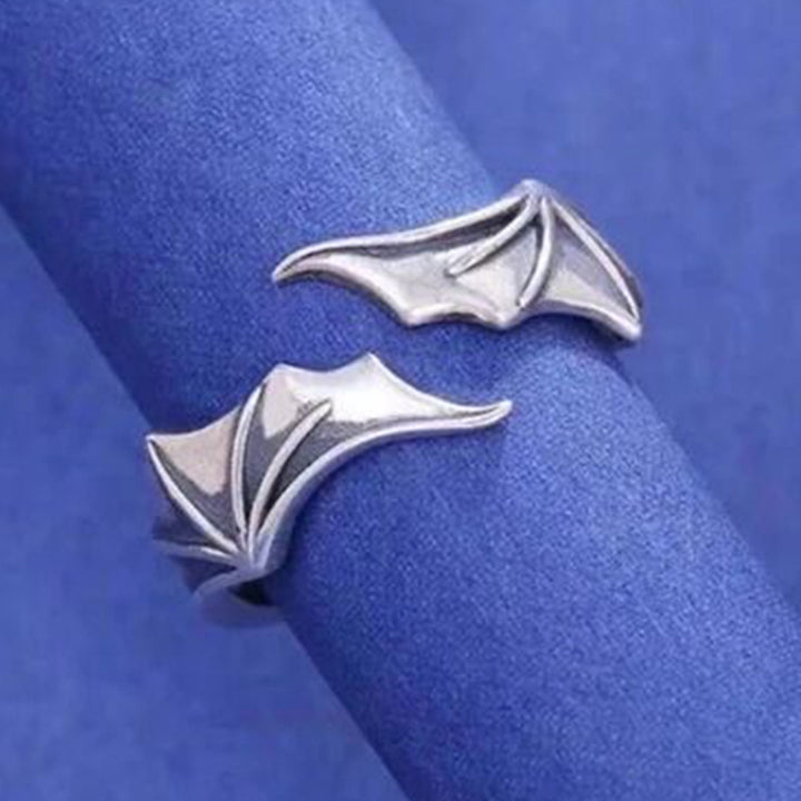 Couple Ring Adjustable Valentine Gift Open End Fashion Angels Devil Wing Lover Ring Jewelry Accessory Image 4