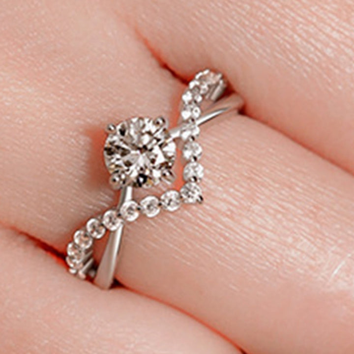 Couple Ring Opening Adjustable Luxury Sparkling Rhinestone Women Men Ring Fashion Jewelry Image 8