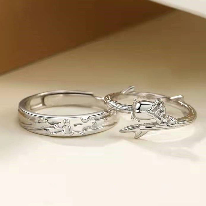 Couple Ring Silver Color Prince And Rose Adjustable Exquisite Jewelry Decoration Copper Women Men Finger Ring Valentines Image 10