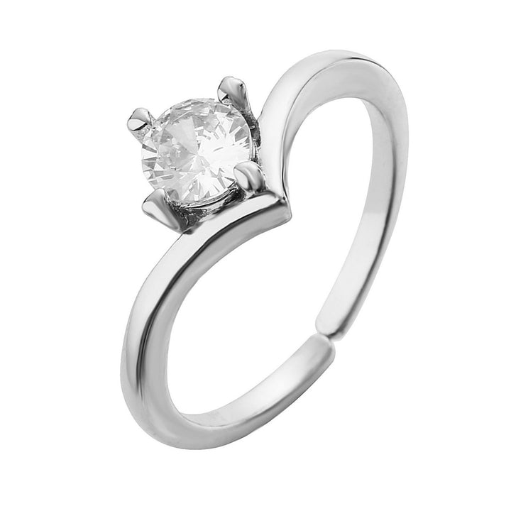 Finger Ring Electroplating Adjustable High Gloss Charming Cubic Zirconia Dress Up Hypoallergenic Bright Luster Open Ring Image 7