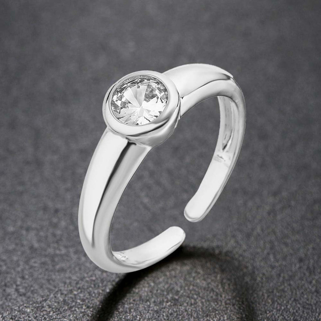 Finger Ring Electroplating Adjustable High Gloss Charming Cubic Zirconia Dress Up Hypoallergenic Bright Luster Open Ring Image 9