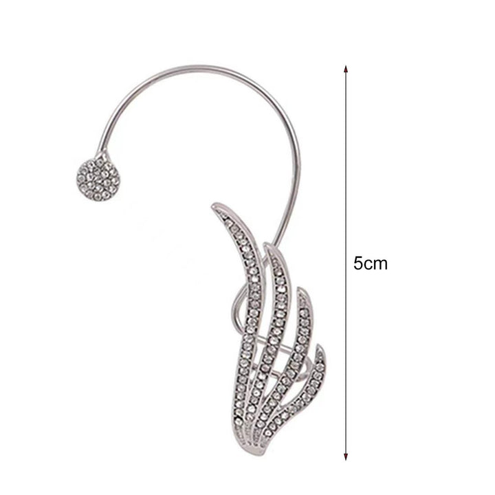 Lady Ear Clip Wing Shape Rhinestone Inlaid Supper Shiny Individual Arc Women Earrings for Prom Image 6