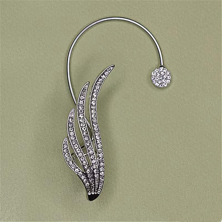 Lady Ear Clip Wing Shape Rhinestone Inlaid Supper Shiny Individual Arc Women Earrings for Prom Image 7