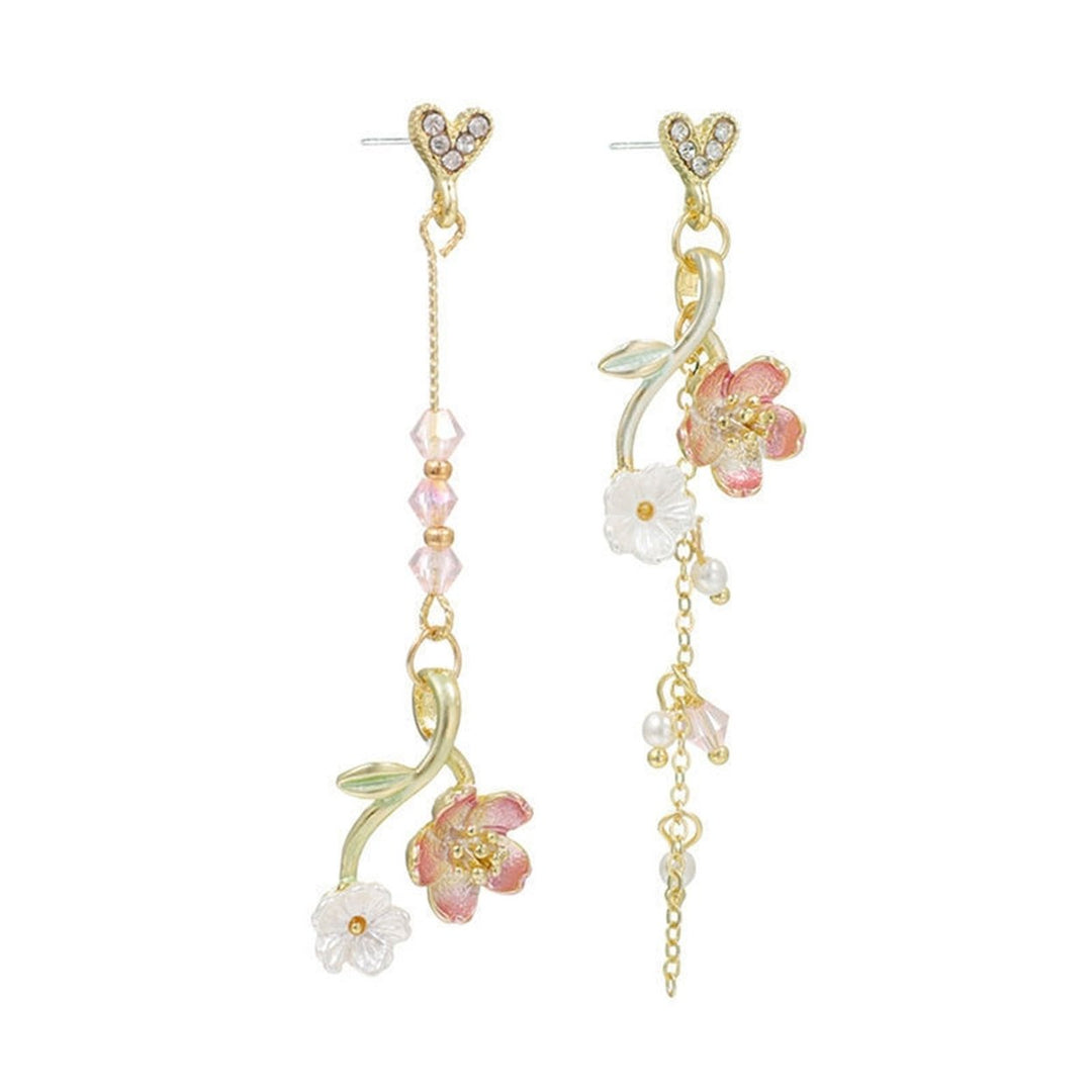 1 Pair Drop Earrings Cherry Rhinestones Jewelry Long Tassel Floral Dangle Earrings Birthday Gift Image 1