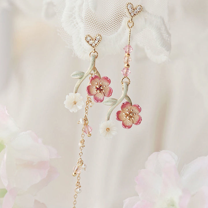 1 Pair Drop Earrings Cherry Rhinestones Jewelry Long Tassel Floral Dangle Earrings Birthday Gift Image 11