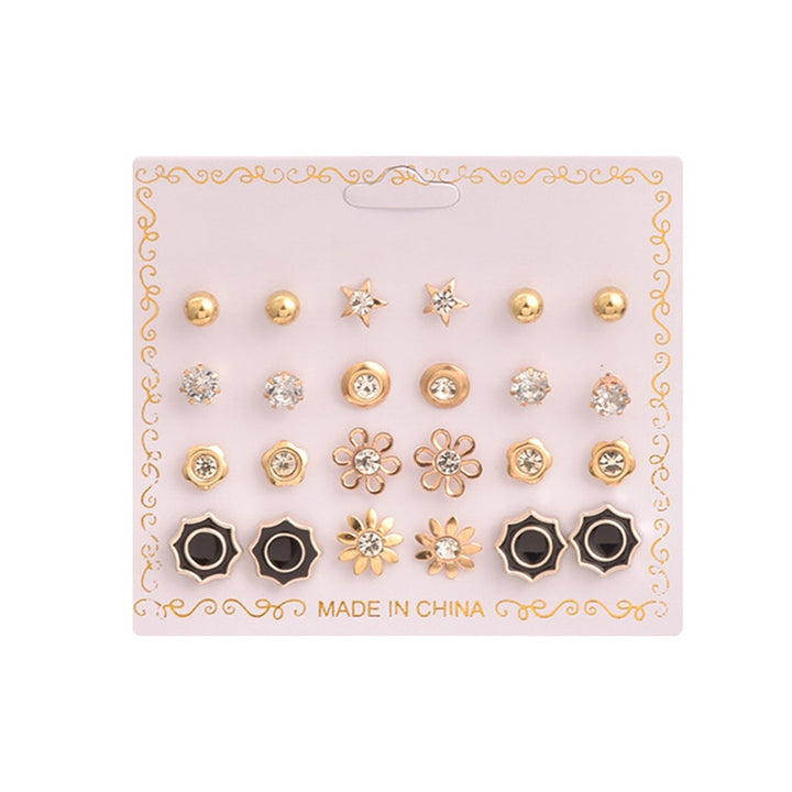 12 Pairs Women Stud Earrings Ball Shape Korean Style Jewelry Geometry Imitation Pearls Dangle Earrings Jewelry Gifts Image 3