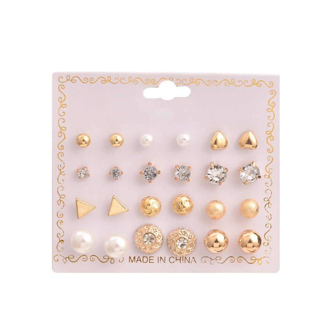 12 Pairs Women Stud Earrings Ball Shape Korean Style Jewelry Geometry Imitation Pearls Dangle Earrings Jewelry Gifts Image 4