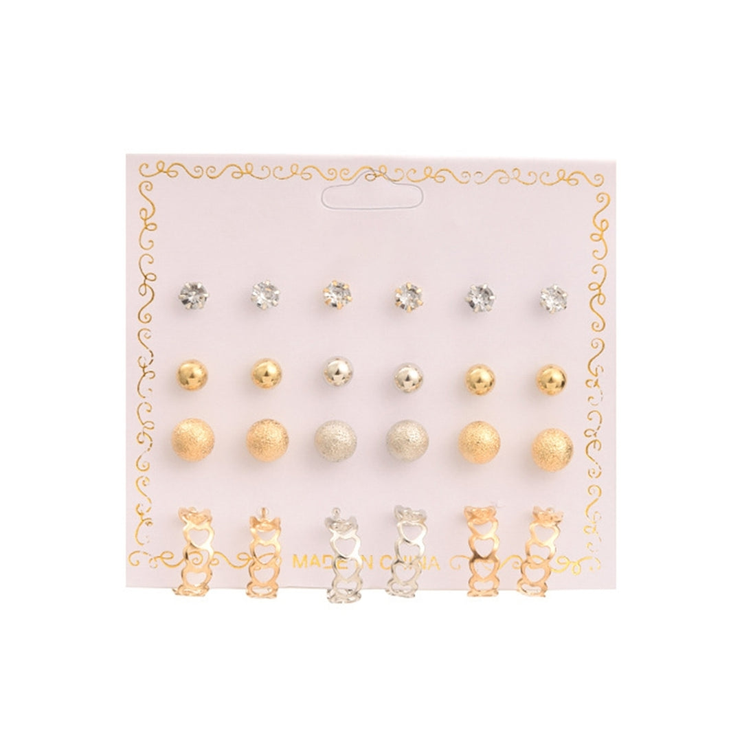 12 Pairs Women Stud Earrings Ball Shape Korean Style Jewelry Geometry Imitation Pearls Dangle Earrings Jewelry Gifts Image 4