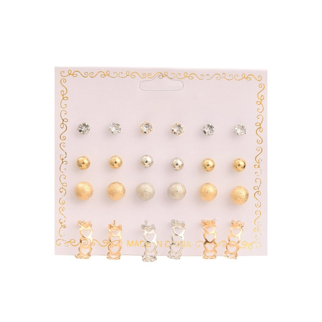 12 Pairs Women Stud Earrings Ball Shape Korean Style Jewelry Geometry Imitation Pearls Dangle Earrings Jewelry Gifts Image 1