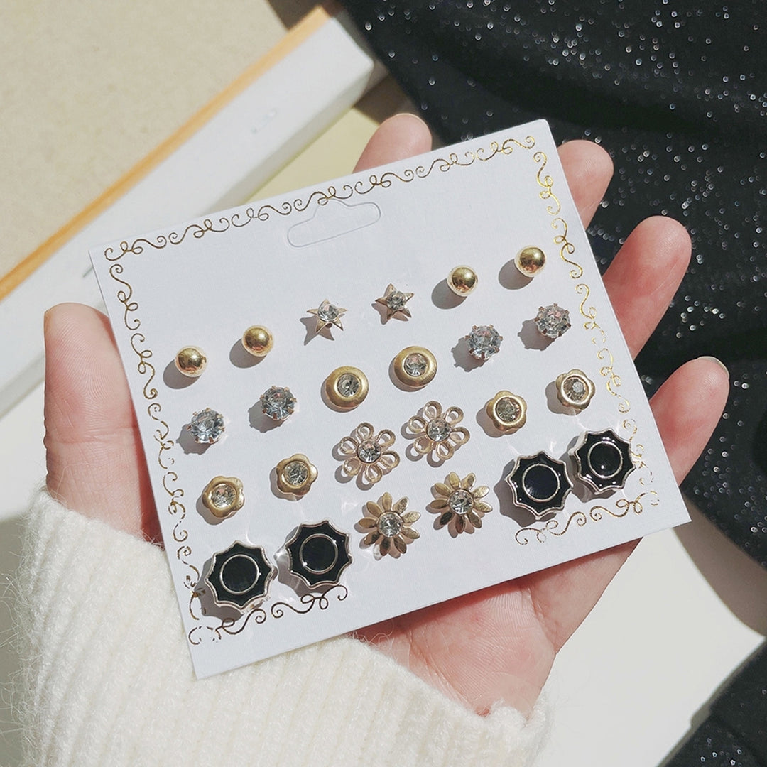 12 Pairs Women Stud Earrings Ball Shape Korean Style Jewelry Geometry Imitation Pearls Dangle Earrings Jewelry Gifts Image 7