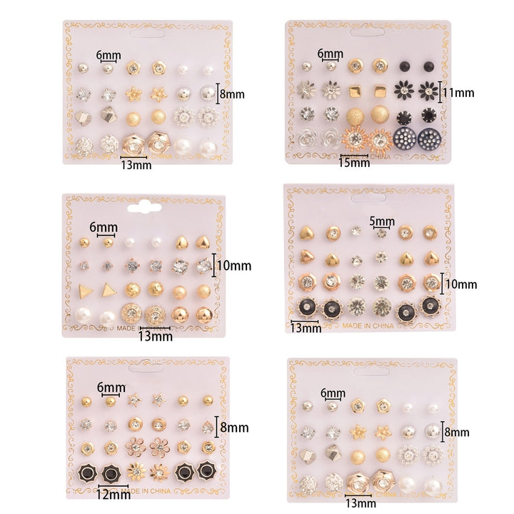 12 Pairs Women Stud Earrings Ball Shape Korean Style Jewelry Geometry Imitation Pearls Dangle Earrings Jewelry Gifts Image 10