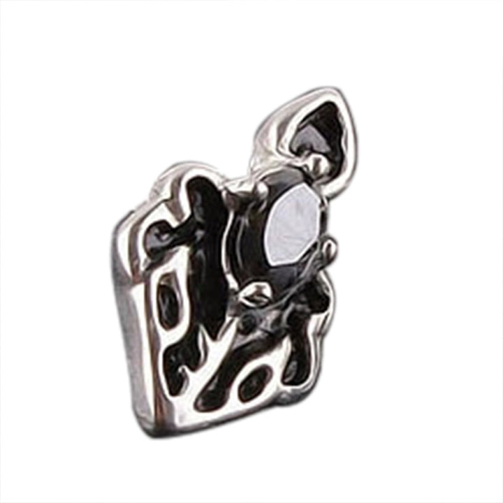 1Pc Shining Inlaid Rhinestone Men Earring Titanium Steel Shields Shape Hip Hop Ear Stud Jewelry Accessory Image 3