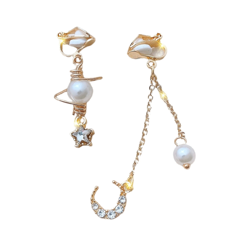 1 Pair Clip Earrings Bow Tassels Jewelry Non-piercing Rhinestones Drop Earrings Birthday Gifts Image 2