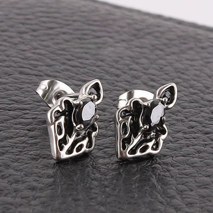 1Pc Shining Inlaid Rhinestone Men Earring Titanium Steel Shields Shape Hip Hop Ear Stud Jewelry Accessory Image 10