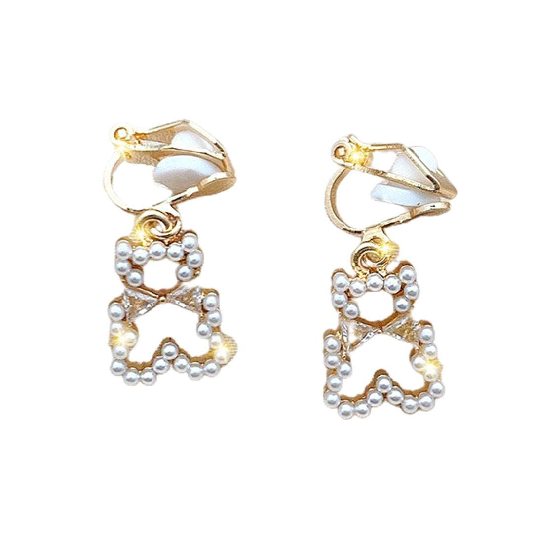 1 Pair Clip Earrings Bow Tassels Jewelry Non-piercing Rhinestones Drop Earrings Birthday Gifts Image 8