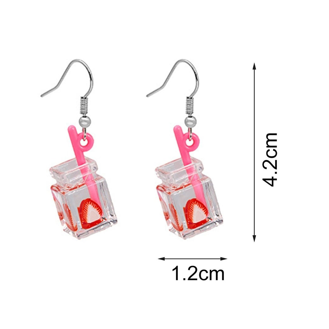 1Pair Drop Earrings Exquisite Lightweight Resin Cartoon Fruit Milk Tea Cup Earrings for Party Image 12