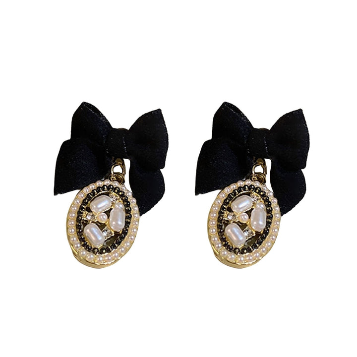 1 Pair Women Earrings Flower Faux Pearl Jewelry Shining Rhinestones Stud Earrings Birthday Gift Image 4