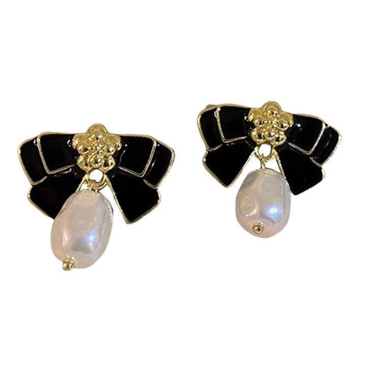 1 Pair Women Earrings Flower Faux Pearl Jewelry Shining Rhinestones Stud Earrings Birthday Gift Image 1