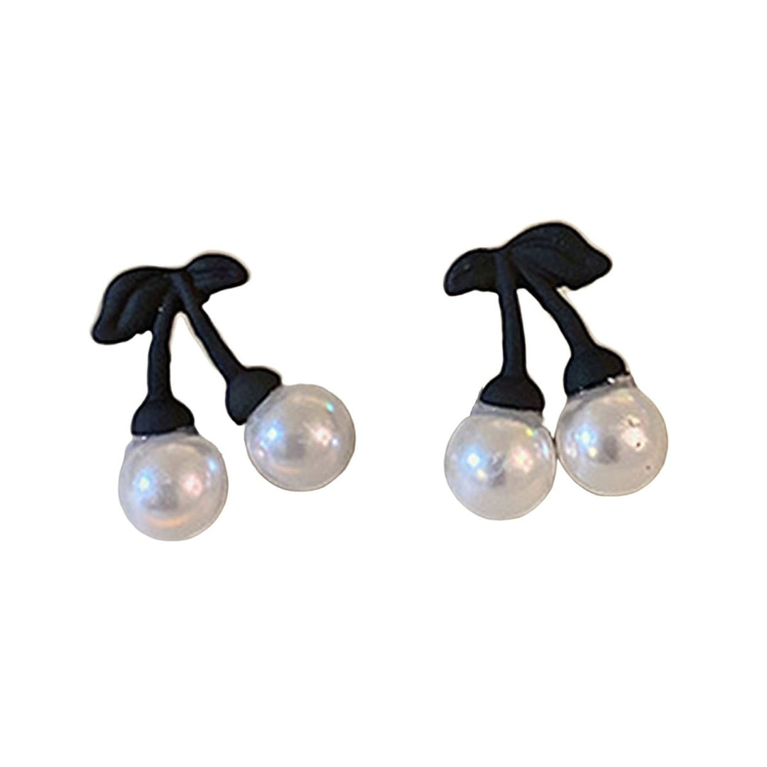 1 Pair Women Earrings Flower Faux Pearl Jewelry Shining Rhinestones Stud Earrings Birthday Gift Image 1