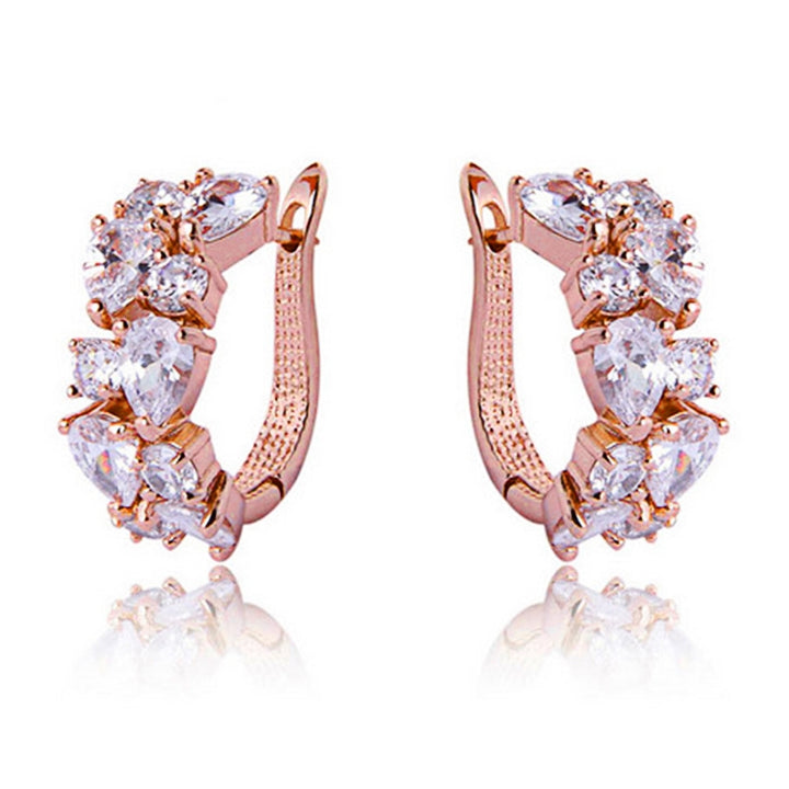 1 Pair Women Earrings Elegant Ear Decoration European And American Style Colorful Rhinestone Clip Earrings for Everyday Image 3