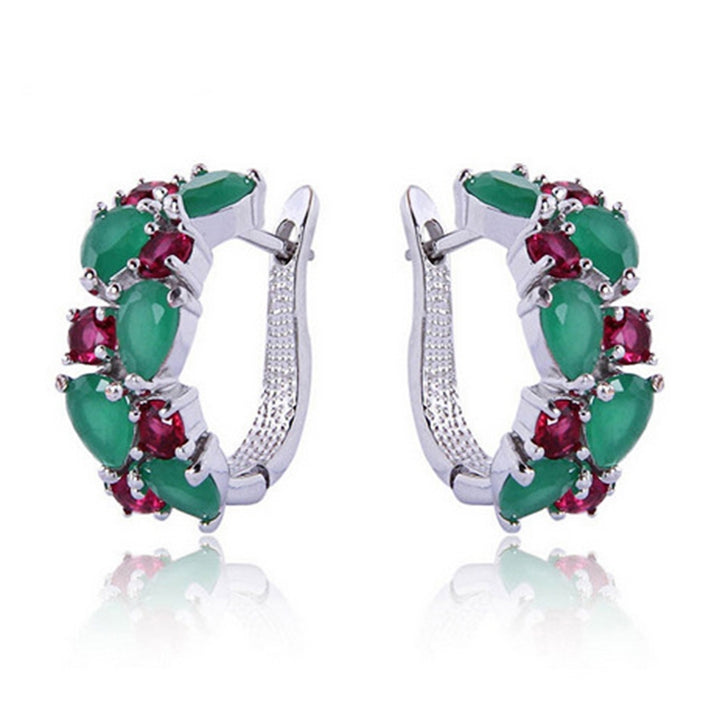 1 Pair Women Earrings Elegant Ear Decoration European And American Style Colorful Rhinestone Clip Earrings for Everyday Image 4