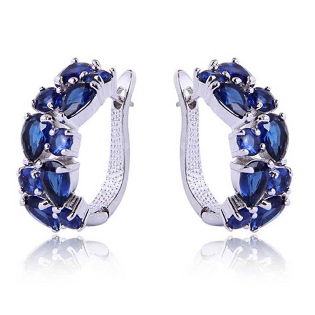 1 Pair Women Earrings Elegant Ear Decoration European And American Style Colorful Rhinestone Clip Earrings for Everyday Image 6