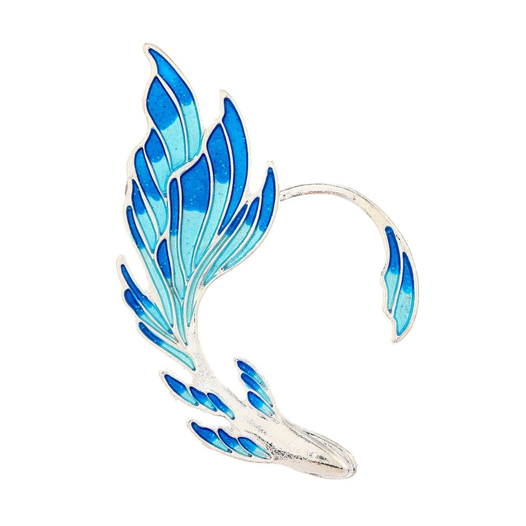 Ear Cuff Luxury Blue Painted Dripping Oil Craft Without Piercing Fashion Fairy Wings Shape Ear Bone Clip Jewelry Image 4