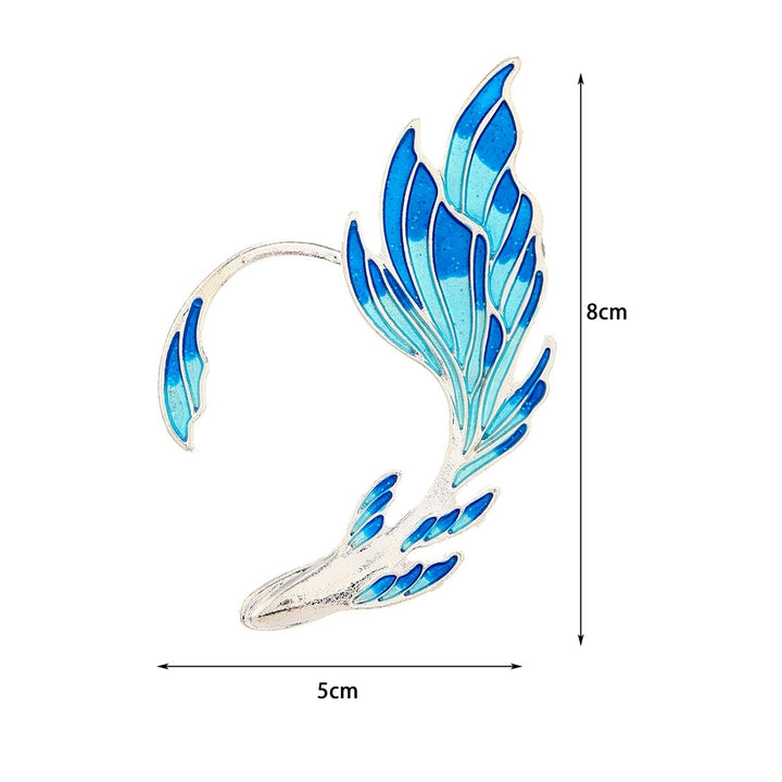 Ear Cuff Luxury Blue Painted Dripping Oil Craft Without Piercing Fashion Fairy Wings Shape Ear Bone Clip Jewelry Image 6