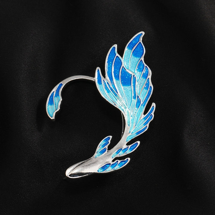 Ear Cuff Luxury Blue Painted Dripping Oil Craft Without Piercing Fashion Fairy Wings Shape Ear Bone Clip Jewelry Image 9