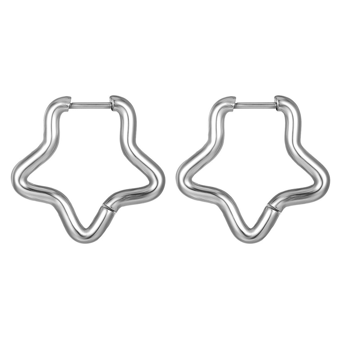 1 Pair Women Earrings Geometric Titanium Steel Multi-shapes Polished Small Five Pointed Star Ladies Earrings Fashion Image 1