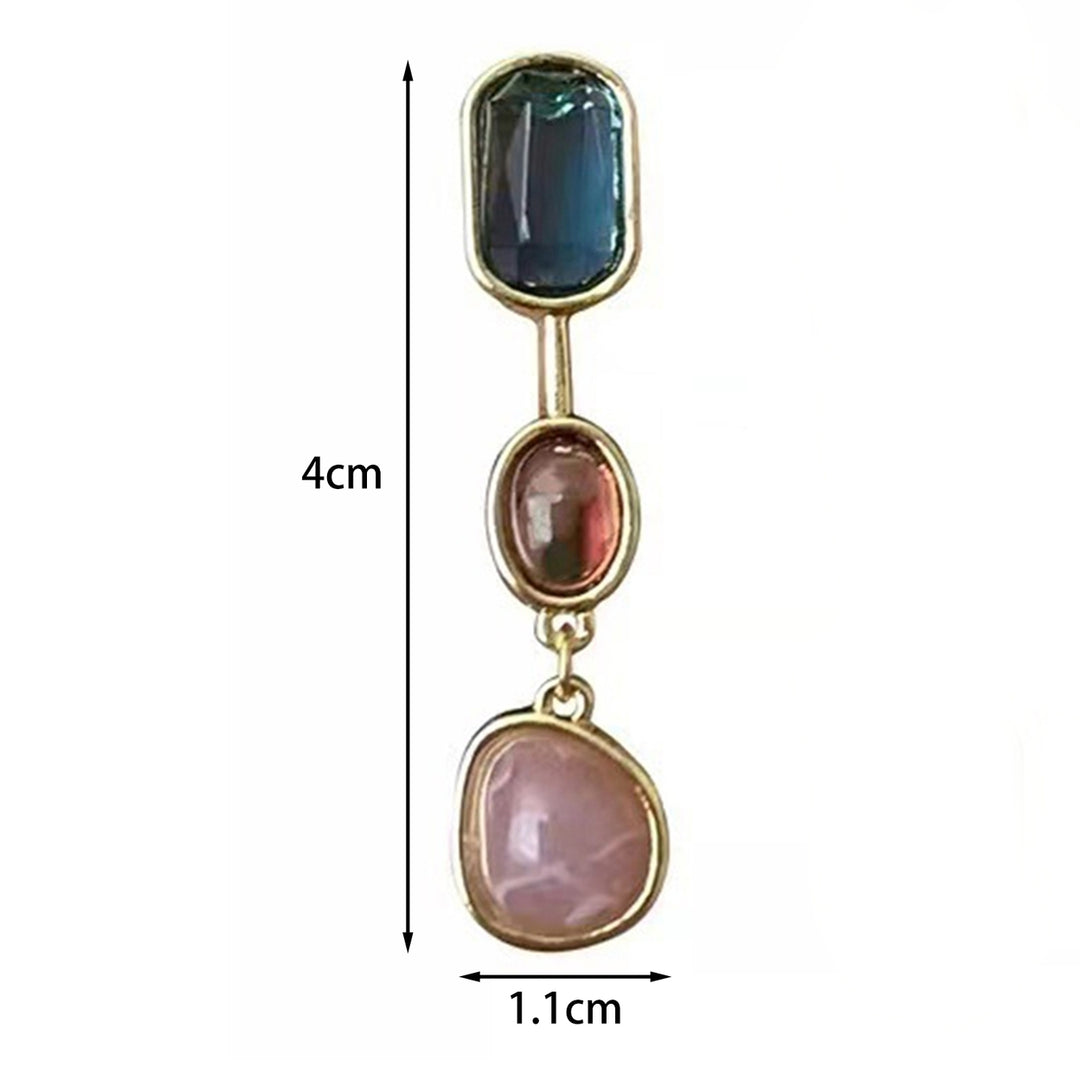 1 Pair Dangle Earrings Medieval Asymmetric Elegant Contrast Color Natural Stones Drop Earrings Jewelry Accessories Image 6