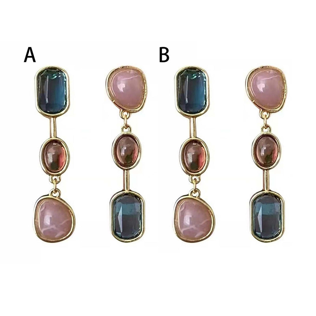 1 Pair Dangle Earrings Medieval Asymmetric Elegant Contrast Color Natural Stones Drop Earrings Jewelry Accessories Image 12
