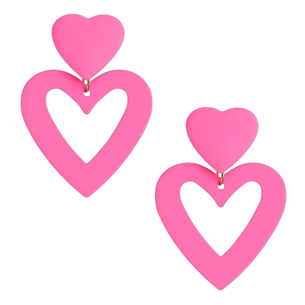 1 Pair Pink Series Women Earrings Geometric Hypoallergenic Love Heart Round Tassels Hoop Girls Earrings Fashion Image 2