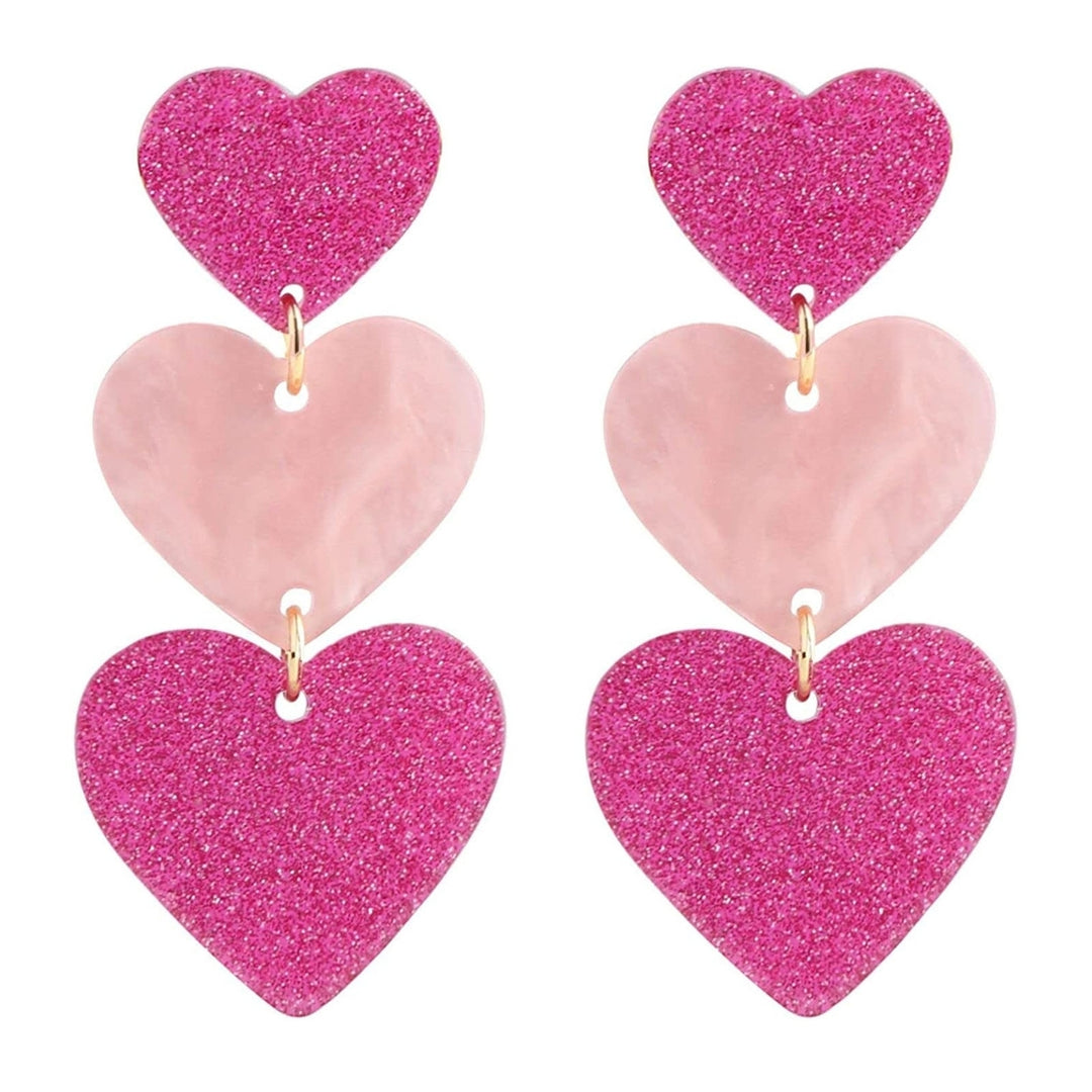 1 Pair Pink Series Women Earrings Geometric Hypoallergenic Love Heart Round Tassels Hoop Girls Earrings Fashion Image 3