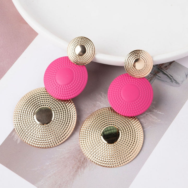 1 Pair Pink Series Women Earrings Geometric Hypoallergenic Love Heart Round Tassels Hoop Girls Earrings Fashion Image 7