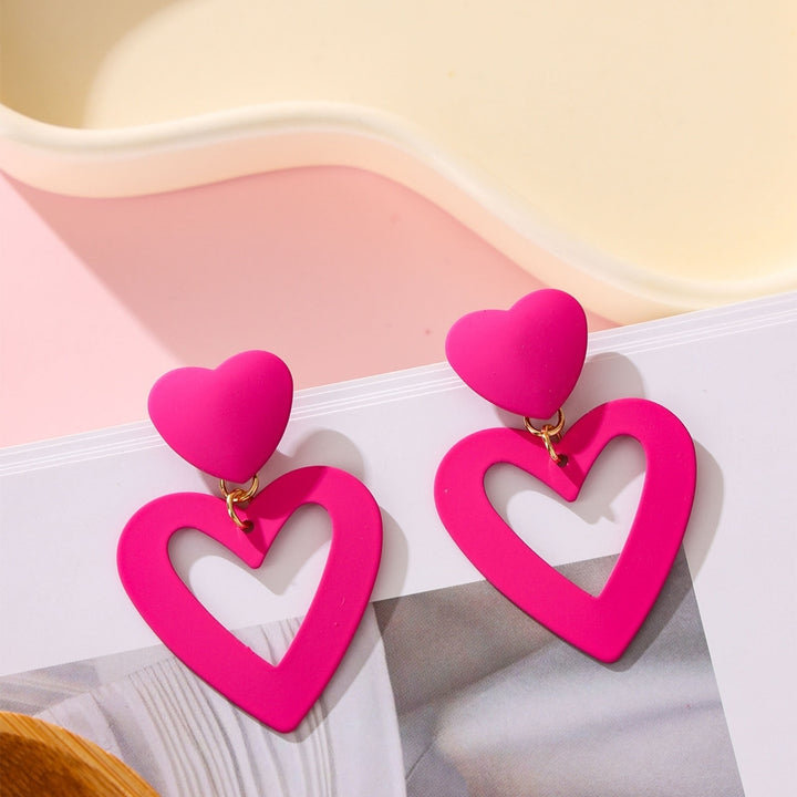 1 Pair Pink Series Women Earrings Geometric Hypoallergenic Love Heart Round Tassels Hoop Girls Earrings Fashion Image 9