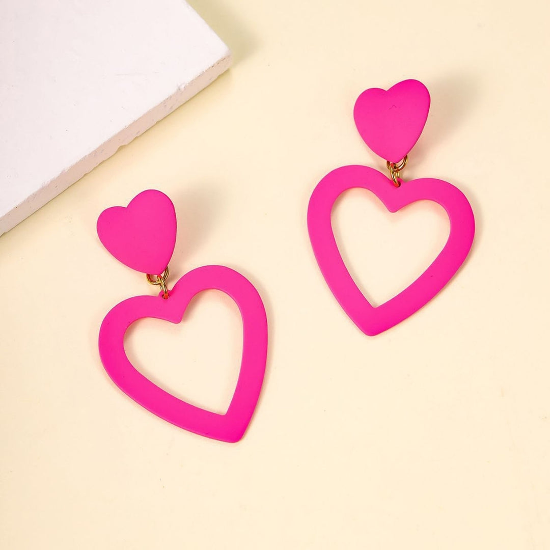 1 Pair Pink Series Women Earrings Geometric Hypoallergenic Love Heart Round Tassels Hoop Girls Earrings Fashion Image 10