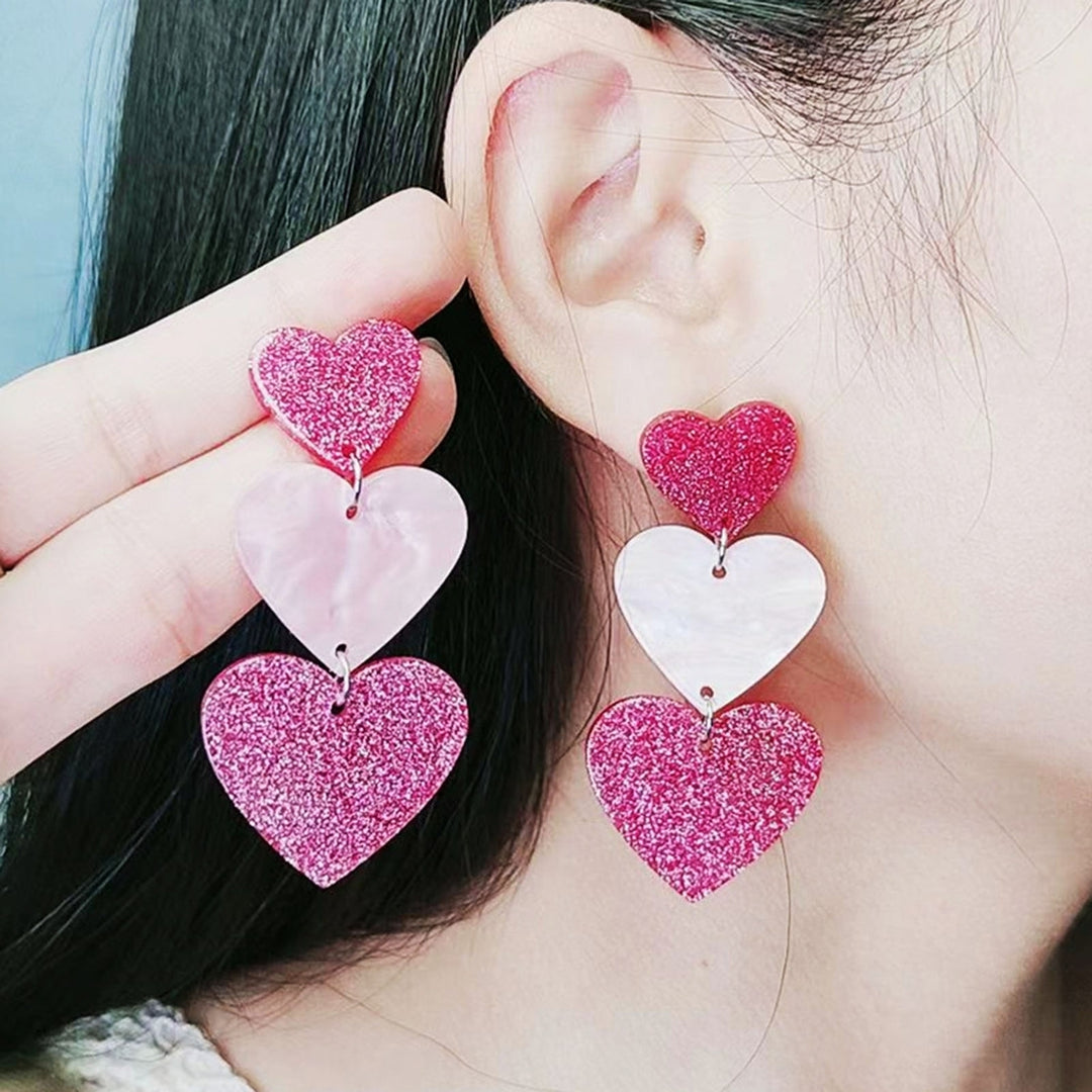 1 Pair Pink Series Women Earrings Geometric Hypoallergenic Love Heart Round Tassels Hoop Girls Earrings Fashion Image 12