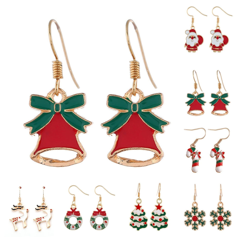 1 Pair of Joyful Christmas Stud Earrings Festive Xmas Tree Elk Snowman Santa Claus Designs Women Girls Earrings Image 1
