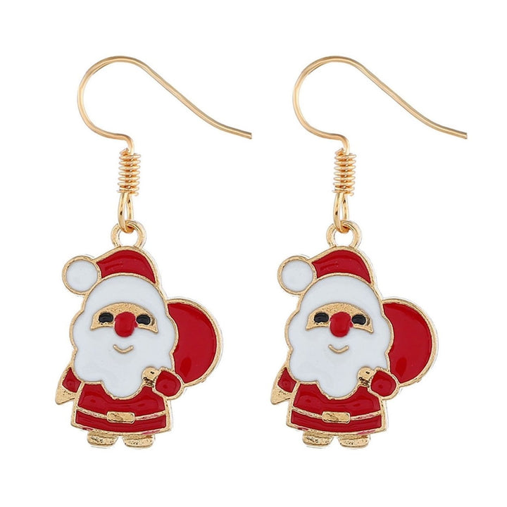 1 Pair of Joyful Christmas Stud Earrings Festive Xmas Tree Elk Snowman Santa Claus Designs Women Girls Earrings Image 1