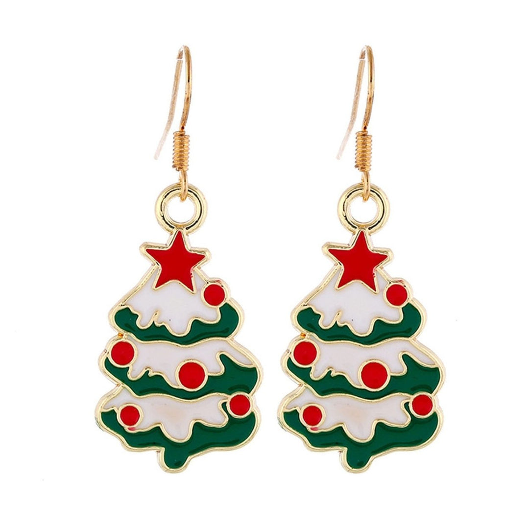 1 Pair of Joyful Christmas Stud Earrings Festive Xmas Tree Elk Snowman Santa Claus Designs Women Girls Earrings Image 8