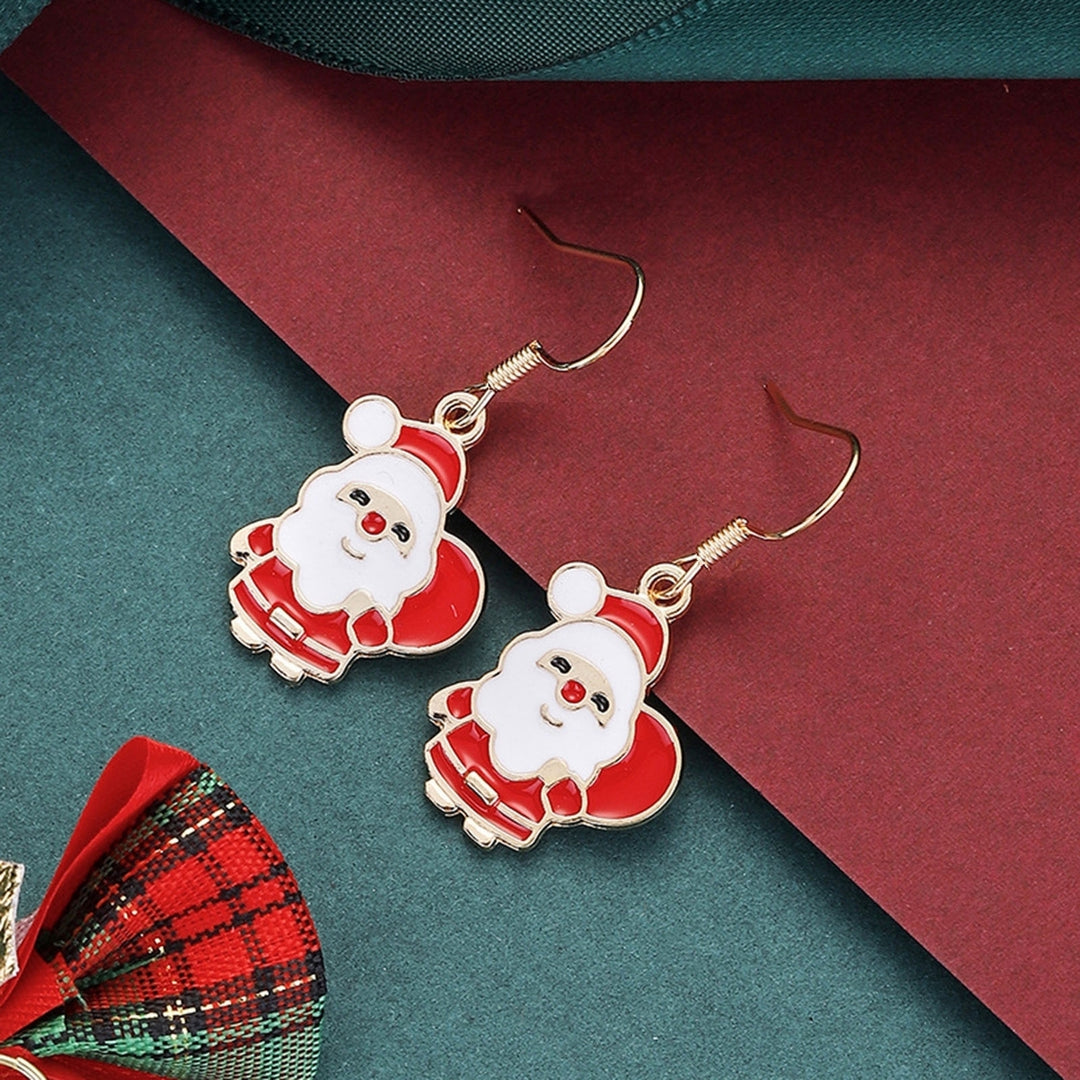 1 Pair of Joyful Christmas Stud Earrings Festive Xmas Tree Elk Snowman Santa Claus Designs Women Girls Earrings Image 9