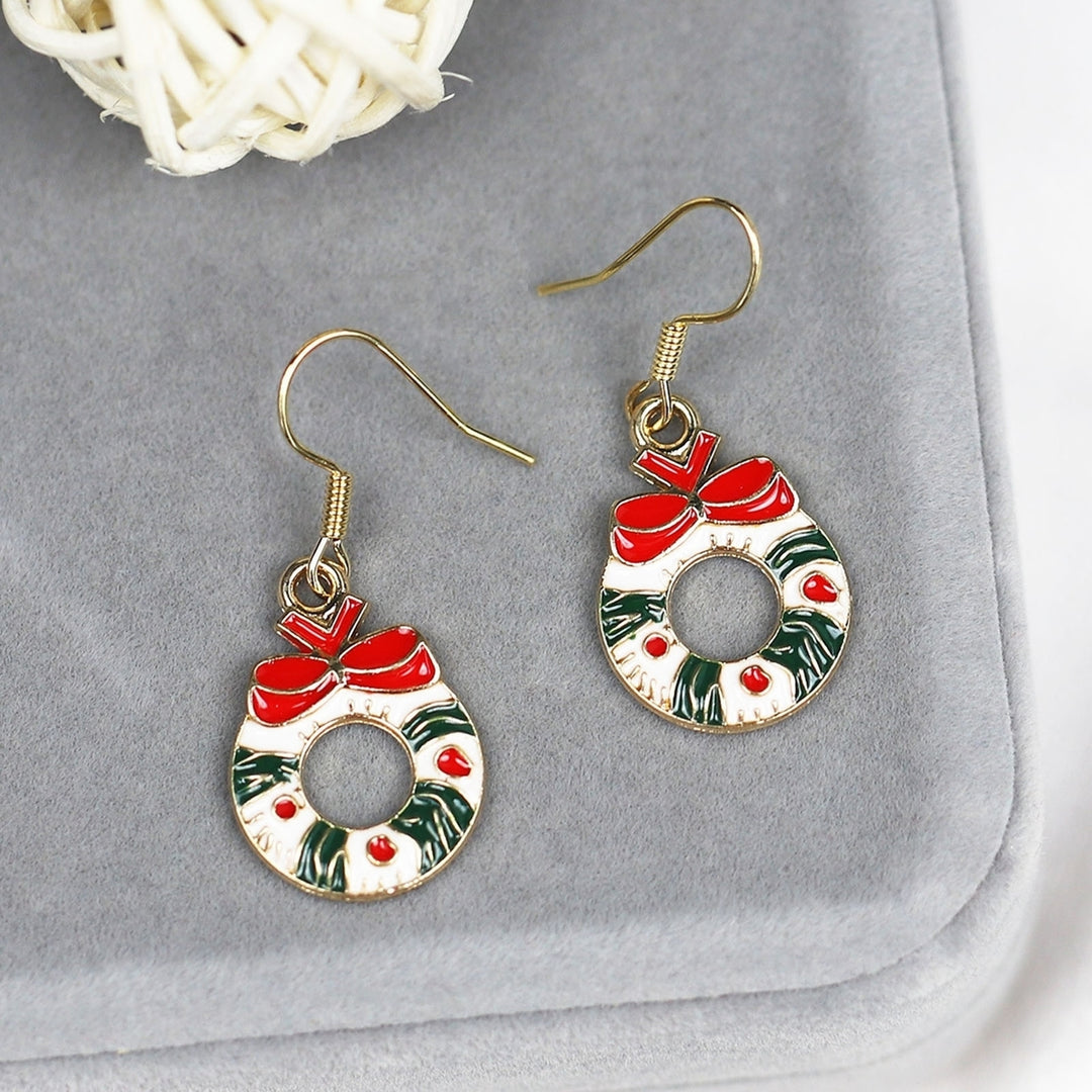 1 Pair of Joyful Christmas Stud Earrings Festive Xmas Tree Elk Snowman Santa Claus Designs Women Girls Earrings Image 10