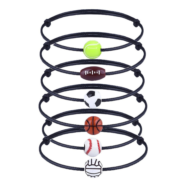 Sprots Bracelet Football Braided Unisex Adjustable Wax Line Bracelet Fan Gift Image 1